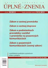 UZZ 33/2013 Zákon o cestnej premávke