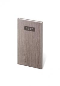 Diář 2017 - Wood/týdenní kapesní tmavě hnědá